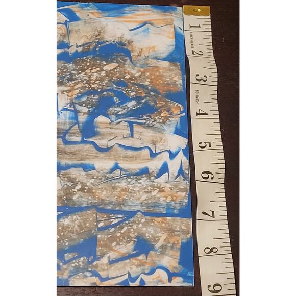 Abstract Wall Art Painting on Photo Paper by Local Artist in Blue,Orange, Browns - Picture 4 of 4